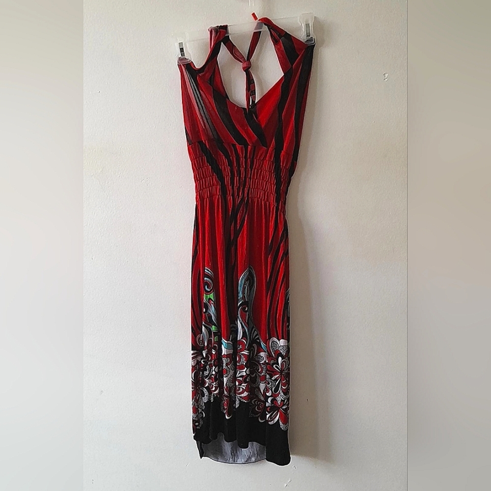 3/$9 Bundle Only Red Floral Halter Top Dress